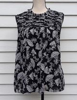 Loft Sleeveless Loose Fit Black and White Floral Top Photo 0