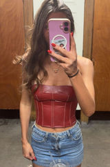 Edikted Top Corset Red Leather Photo 0