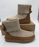 Women's UGG Classic Mini Cabelle Chestnut Suede/Knit Boot Sz 7 New In Box Photo 0