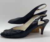 Vtg Stanley Phillipson Womens 9.5 SS‎ Heels Black Leather Slingback Open Toe USA Photo 0