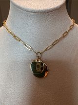 LOFT Gold-Tone Paperclip Chain Necklace with Double Disc Charms Photo 0