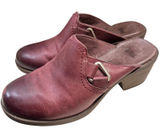 Teva 5‎ Leather Heels Mules Clogs Burgundy Nubuck Boho Fall Western Leather Y2K Photo 0