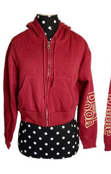 Disney Womens Juniors Hoodie Size XS S Winnie the‎ Pooh Burgundy Cropped Hood Photo 0