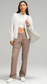 Lululemon Dance Studio Mid Rise Pant Taupetastic Full Length Travel Womens 10 Photo 0