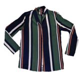 Nana Macs Women's Blue green Striped Boho Retro 90s‎ Y2K Long Sleeve Blouse Top Sz Medium Photo 0