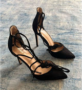 Public Desire Black Faux Suede Lace Up Stiletto High Heels Size 9 Photo 0