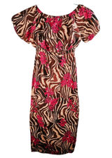 ASOS Maxi Dress Floral‎ Brown Zebra Off Shoulder Sz 8 Resort Vacation Cover Up Photo 0
