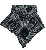 Women's Paisley Print Tube Top Handkerchief Dark Green White Stretch Elastic Photo 0