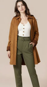 Well Worn Shacket Womens S Brown Faux Suede Snap‎ Buttons Chic Casual Minimalist Photo 0