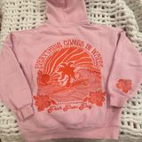 Pink Palm Puff Hoodie Everything Comes in Waves Photo 0