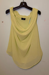 VICI Cowl Neck Tank Top lime/Yellow Large Draped Sleeveless Blouse Office Photo 0