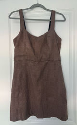 NWT Abercrombie & Fitch Houndstooth Mini Dress Brown Plaid Preppy Academic SizeM Photo 0