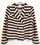 Cabi Cruise Blazer Size 6 Striped Double Breasted‎ Gold Button Old Money Yacht Photo 0