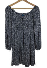 Old‎ Navy Navy Floral Smocked Mini Dress Small Milkmaid Cottage Prairie Feminine Photo 0