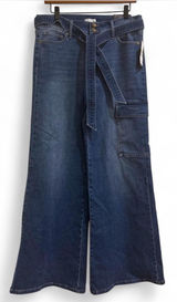 sofia by sofia vergara Dark Blue Wide Leg Cargo Jeans with Tie Belt Photo 0