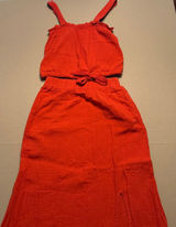 Pact Organic Cotton Gauze Crop Top Maxi Skirt Set Red Women Small XS Photo 0