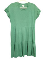 J.Crew Babydoll T-Shirt Dress Green Tiered Ruffle Sleeve Preppy‎ 100% Cotton, M Photo 0