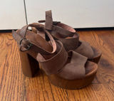 Musse & cloud wooden/leather platform heels size 38/7 Photo 0