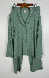 Hanna Andersson Pajamas L Green Bunny Rabbit Modal Button Down Pant Set Womens Photo 0