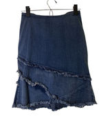 Orix's Dark Blue Fringe Detail Cotton Denim Jean Skirt Women Sz S Photo 0