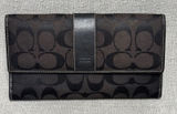 Coach Vintage Signature Monogram Slim Envelope Wallet Brown Canvas Leather‎ Trim Photo 0