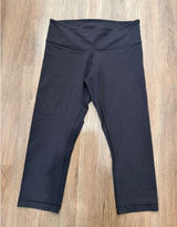 Lululemon Wunder Under Crop Black Yoga Leggings Womens 8 Mid Rise Activewear Photo 0