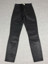 L'AGENCE Jeans Womens 23 Black Faux Leather Mid Rise Skinny Lace Up Stretch Photo 0