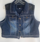 Wall Flower sleeveless denim vest faux leather rocker western fall winter 2X Photo 0