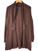 Fortune & Ivy‎ Metallic Button Detail Shawl Collar Sweater Cardigan Brown M Photo 0