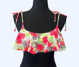 Vintage Y2K Victoria’s Secret PINK floral leopard ruffle bikini top XS NWT Photo 0