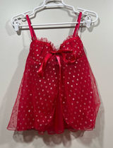 Victoria's Secret Red Sheer Polka Dot Babydoll Chemise Size 34B Photo 0