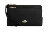 Coach Black Pebble Leather Double Zip Large Wristlet Wallet MSRP $198 NWT Photo 0