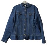 Coldwater Creek Women Large Blue Denim Button‎ Jean Jacket Y2K Business Casual Photo 0