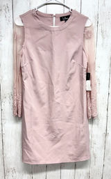 Lulus Embroidered Lace Long Sleeve Shift Dress Womens Size XS Mauve Pink Mini Photo 0