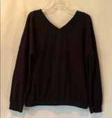 Waffle Knit V Neck Off Shoulder Black Shirt size XL Photo 0