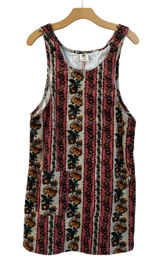 Lucy Yak Layla Corduroy Floral Overall Mini Dress Organic Cotton‎ Size US 2 Photo 0