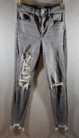 1612‎ | American Eagle Super Hi-Rise Distressed Jegging Jeans Grey Womens 6 Reg Photo 0