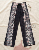 Young Fabulous & Broke Tie Dye Wide Leg Slit Pants Black Pink Rayon Boho XS Photo 0