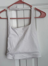 Abercrombie & Fitch white ribbed halter top size S Photo 0
