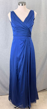 Belsoie Royal Blue Pleated Chiffon Embellished‎ V-Neck Formal Gown Dress 6 Prom Photo 0