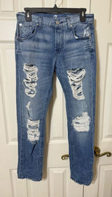 EUC 7 for all Mankind Distressed and Destroyed the Relaxed Skinny Jean 25 Photo 0