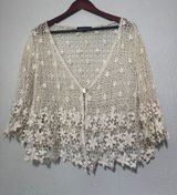 Chris McLaughlin Crochet Lace Floral Cardigan Shrug Cream Plus Size 2X Photo 0