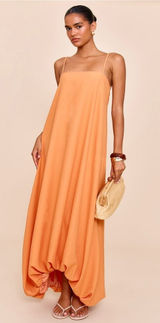 Orange Strappy Floaty Maxi Dress Photo 0