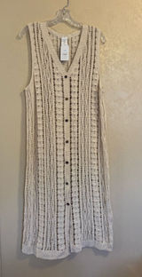 NWT Time and Tru Women’s 100 % Crochet Button-Down Duster Coverup sz S/M Photo 0