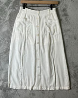 L*Space White Button Front Midi Skirt Women’s Size Small Boho Pocketed Slits Photo 0