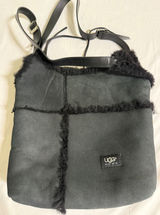 UGG Australia Black Suede Shearling Crossbody Bag Leather Strap Hobo Photo 0