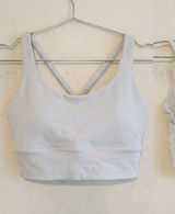 Lululemon Sports Bra Womens 4 Lavender Free to Be Serene Long Line Strappy Yoga Photo 0