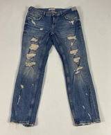 Zara Woman Jeans Womens 4 Blue Distressed Slim Tapered Crop Denim Medium‎ Wash Photo 0