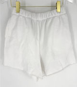 Aerie Womens White Fleece Lounge Shorts Elastic Waist Raw Hem Size Medium Photo 0