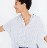 Madewell Women’s Blue Stripe Hilltop Shirt Photo 0